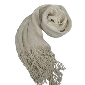 Women's Fringe Shawl Scarf White Satin Tassel Winter Accessories Christmas Gift